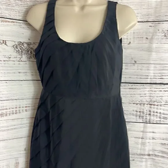 Madison Marcus Dress Womens small silk pleated Black sheath mini Preppy Formal - Picture 2 of 10